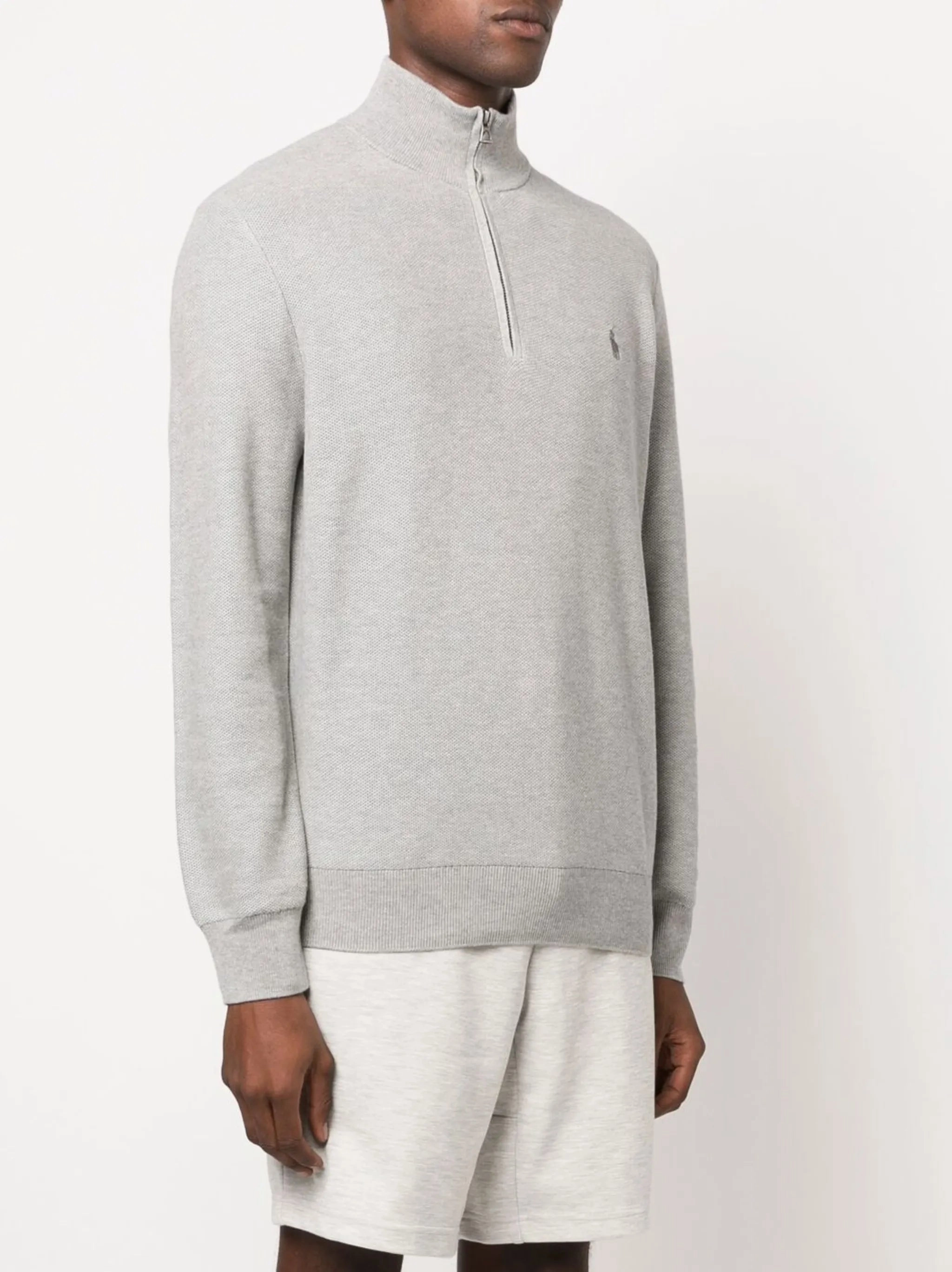 Knitwear Tunic embroidered-logo quarter-zip sweatshirt