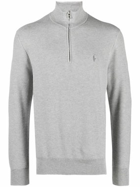 Top Irish Knitwear Designers embroidered-logo quarter-zip sweatshirt