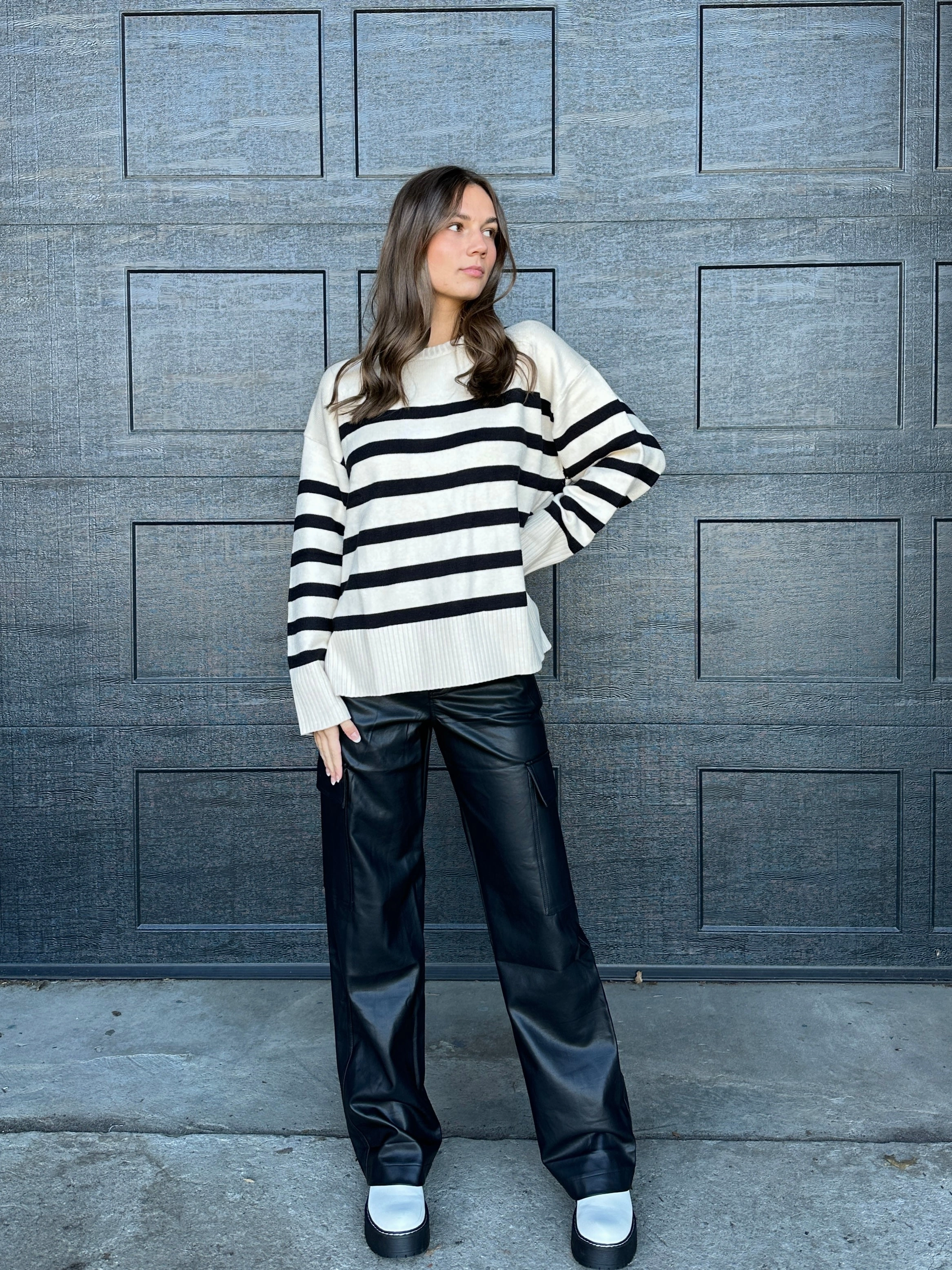 End Of Us Leather Cargo Pants Black Deconstructed Cargo Pants