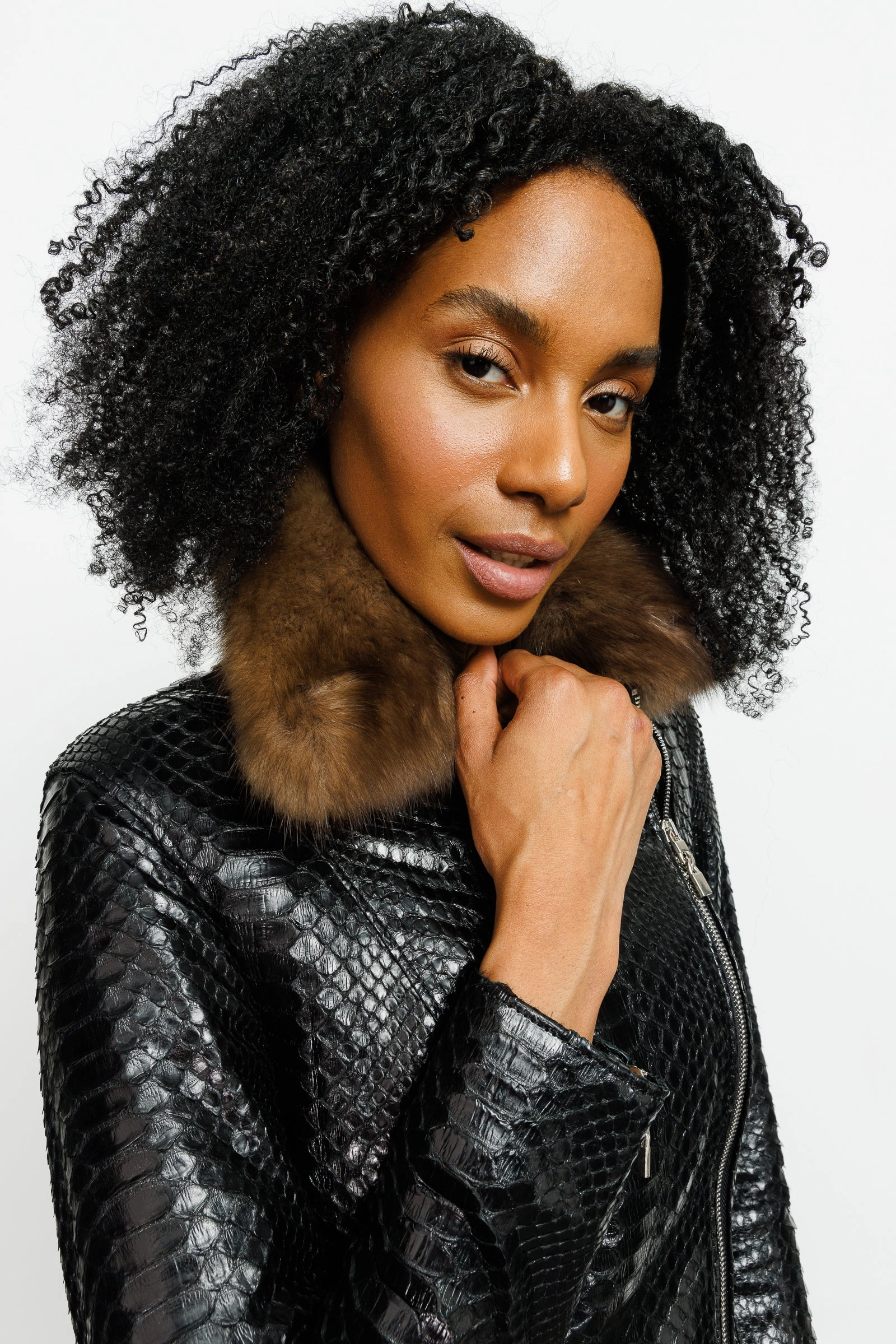 Waxed Cotton Jackets The Formello Pythn Black Leather Women Jacket