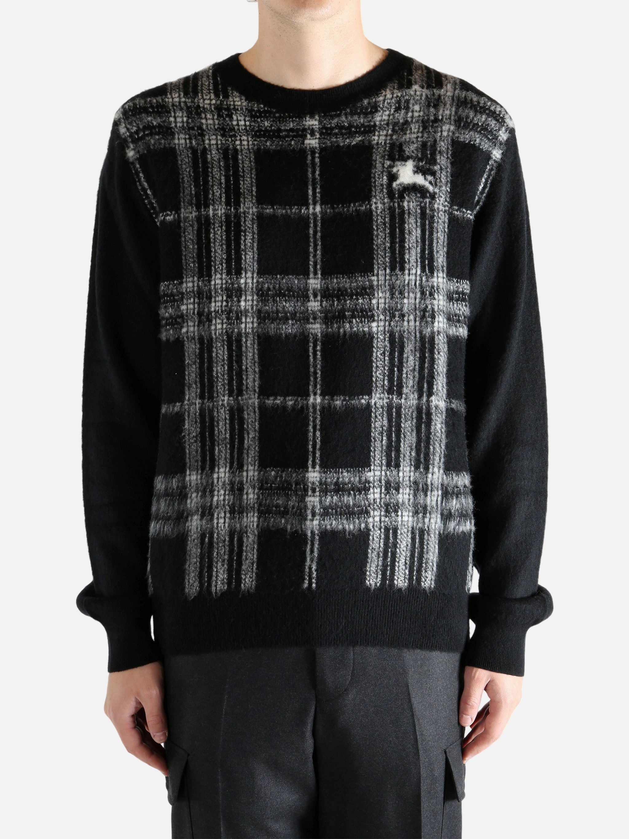 BURBERRY - Men Check Crew Neck Sweater Optimum Knitwear New Zealand