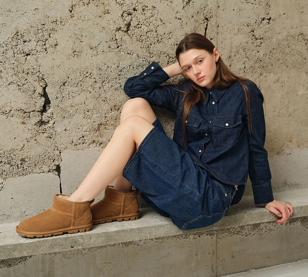 AUSTRALIAN SHEPHERD UGG Boots Sheepskin Wool Ankle Chorin Boot Lace Up Boots