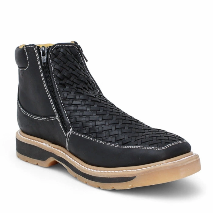 Petatillo Square Toe Double Density Work Boots Black with Double Zipper Tevos Boots