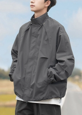 Winter Coats Warm Collar Mens Drawstring Grey Plus Stand Size Coats Cotton