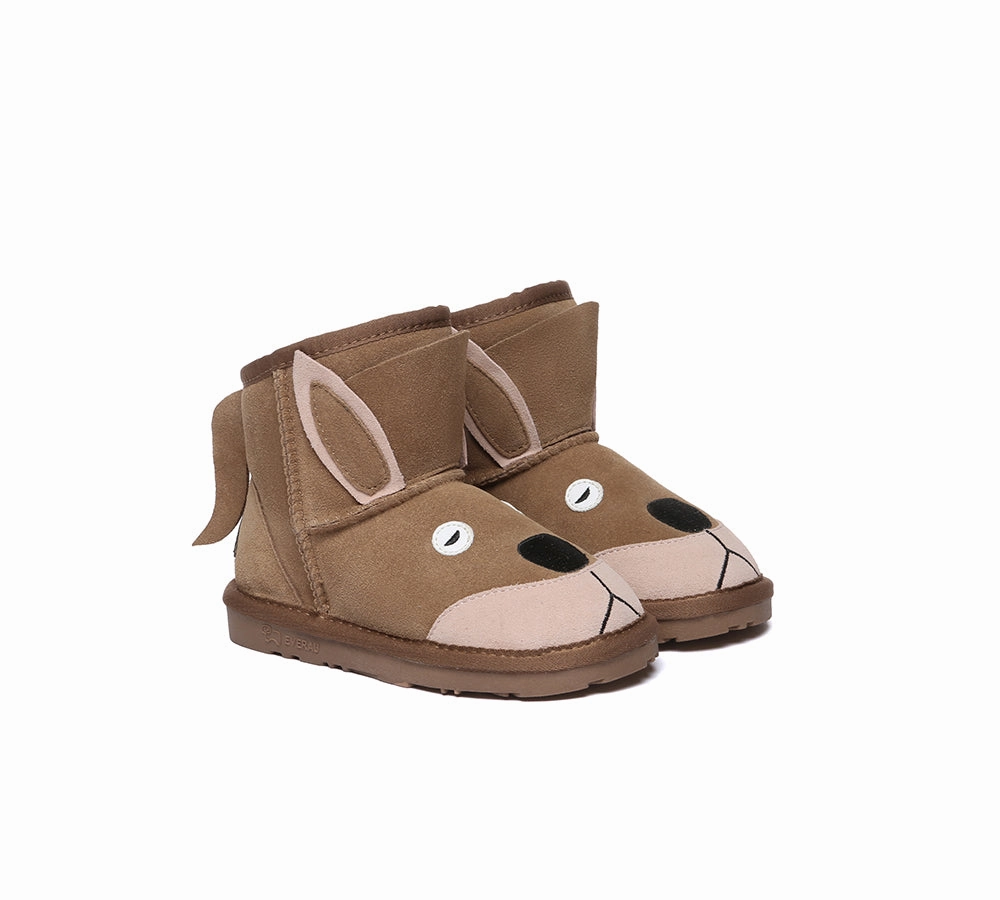 Platform Western Boots EVERAU UGG Boots Kids Sheepskin Wool Kangaroo Kids Plus