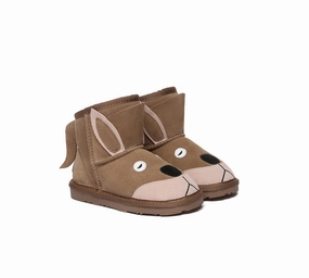 Tall Flat Boots EVERAU UGG Boots Kids Sheepskin Wool Kangaroo Kids Plus