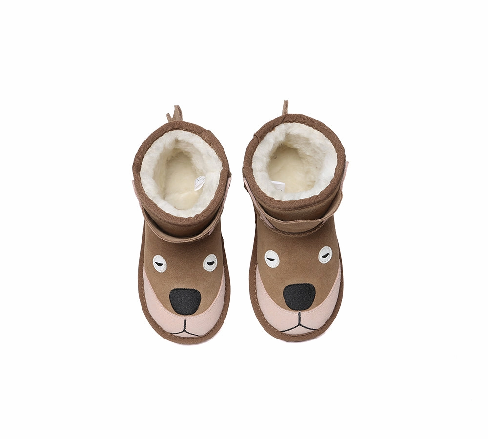 Male Platform Boots EVERAU UGG Boots Kids Sheepskin Wool Kangaroo Kids Plus