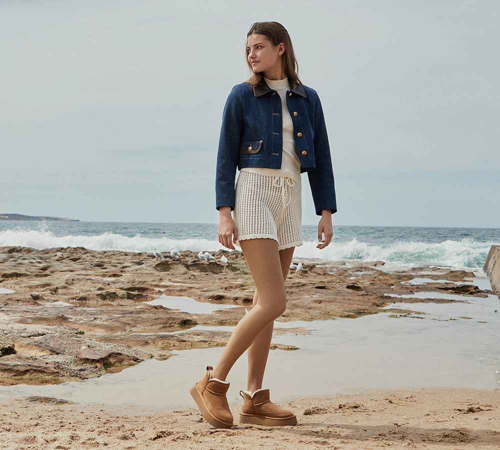 EVERAU UGG Boots Sheepskin Wool Ankle Platform Vesper Walmart Mens Cowboy Boots