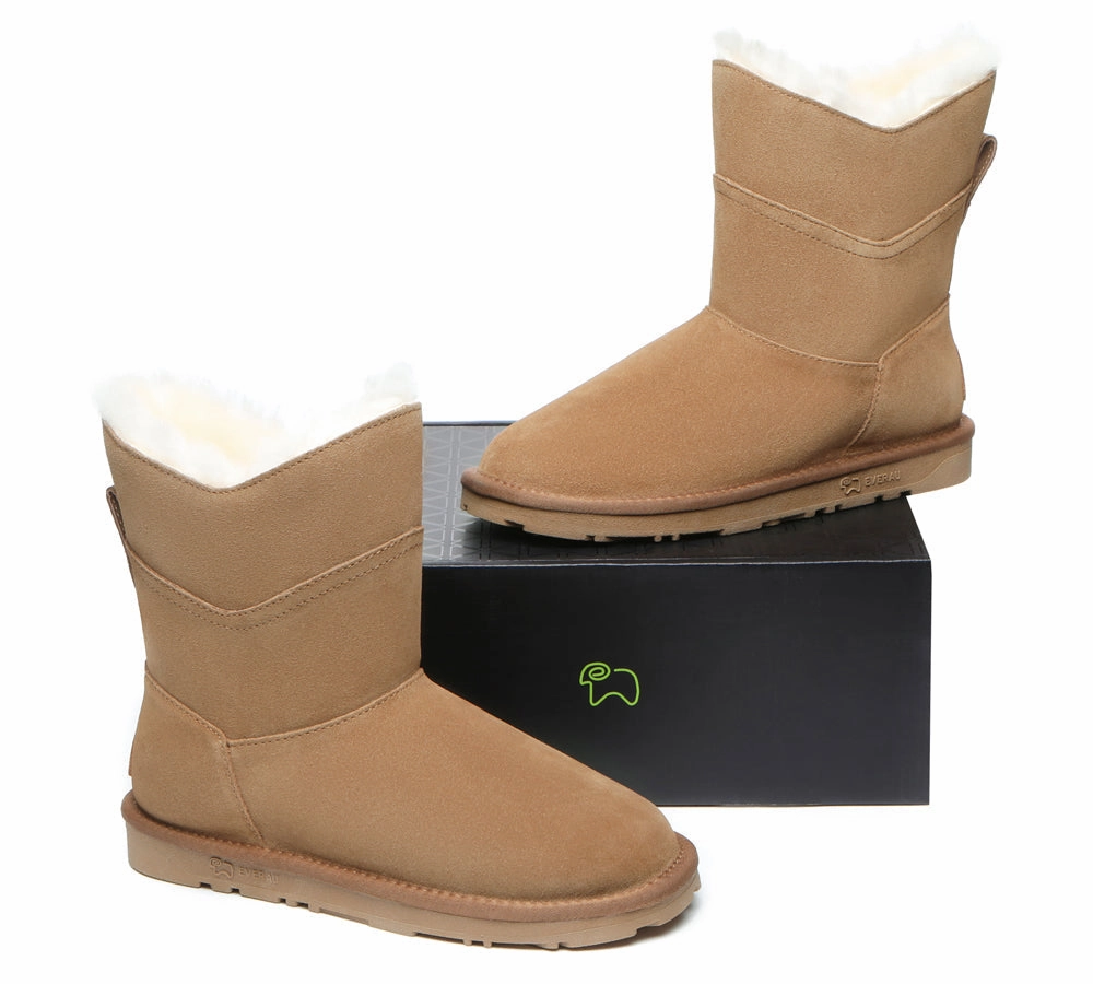 Brunts Boots EVERAU UGG Boots Women Premium Australian Sheepskin Wool Short Swanston 2 Panel