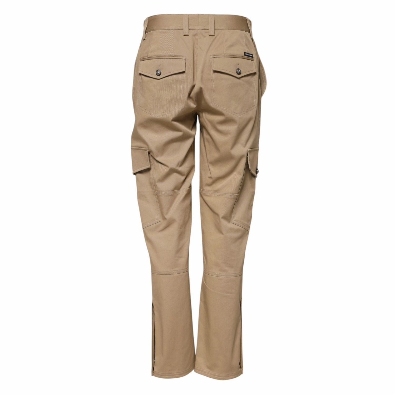 Dolce & Gabbana Beige Mid Waist Cargo Tapered Pants Wide Leg Linen Cargo Pants