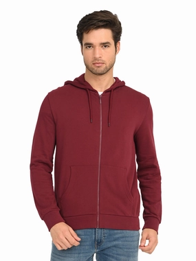 Men's Solid Maroon Hooded Sweatshirt Uniform Sweatshirts