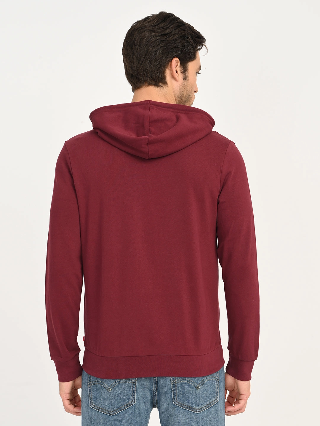 Men's Solid Maroon Hooded Sweatshirt Bubble Letter Sweatshirts