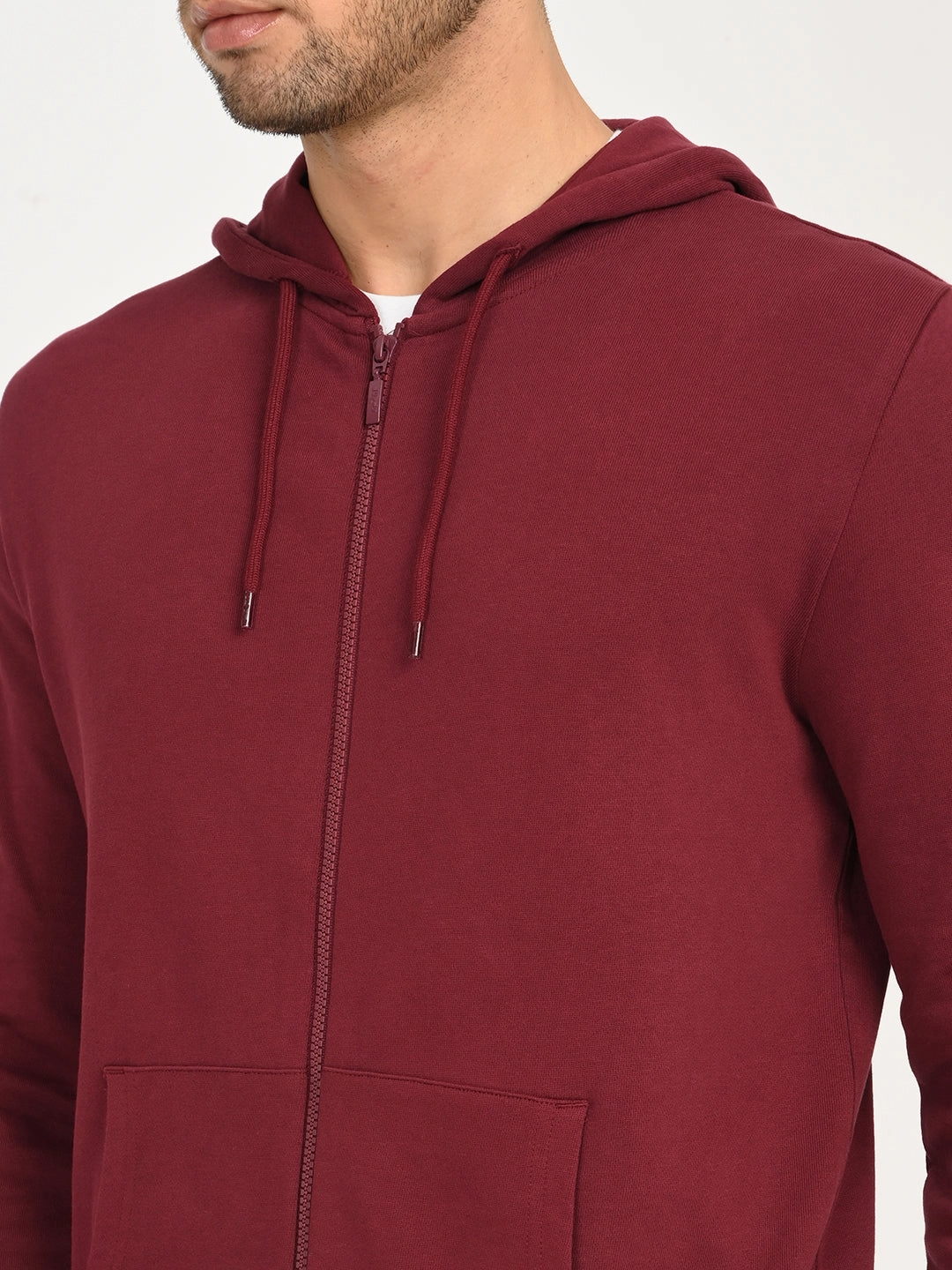 Retro Hooded Sweatshirts Men's Solid Maroon Hooded Sweatshirt