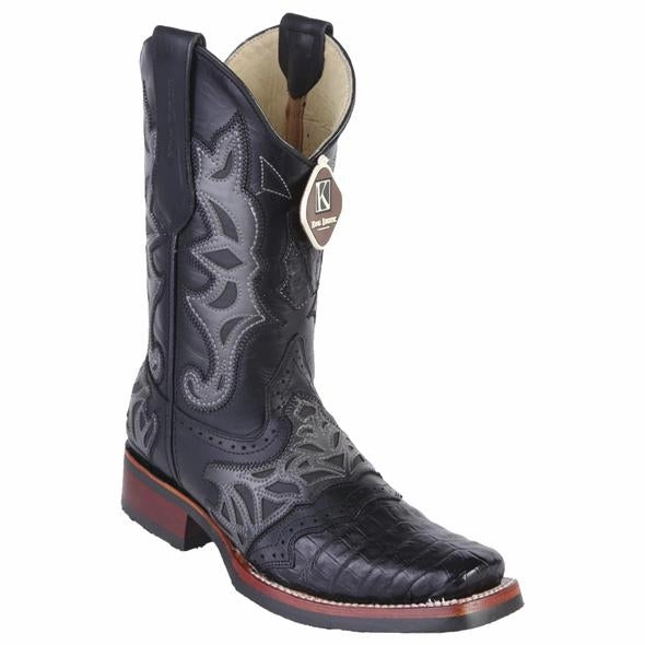 Men's King Exotic Caiman Belly Boots With Saddle Vamp Handmade Black (48118205) Don Boots