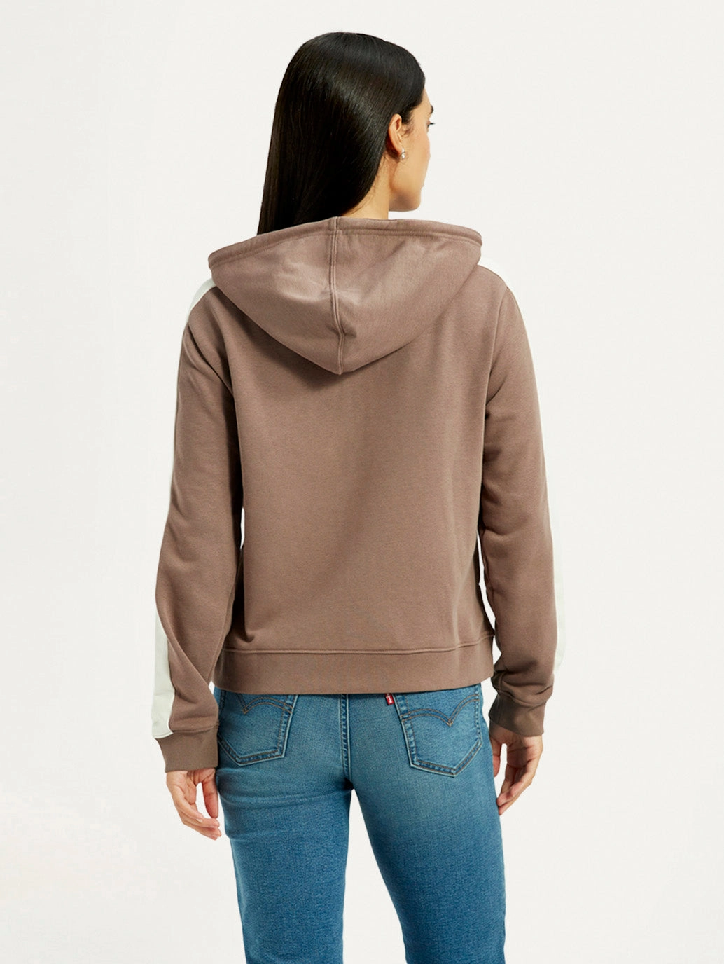 Applique Sweatshirts Women's Solid Brown Hooded Sweatshirt