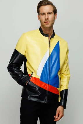 The Galt Yellow Leather Men Jacket Casual Sports Jackets
