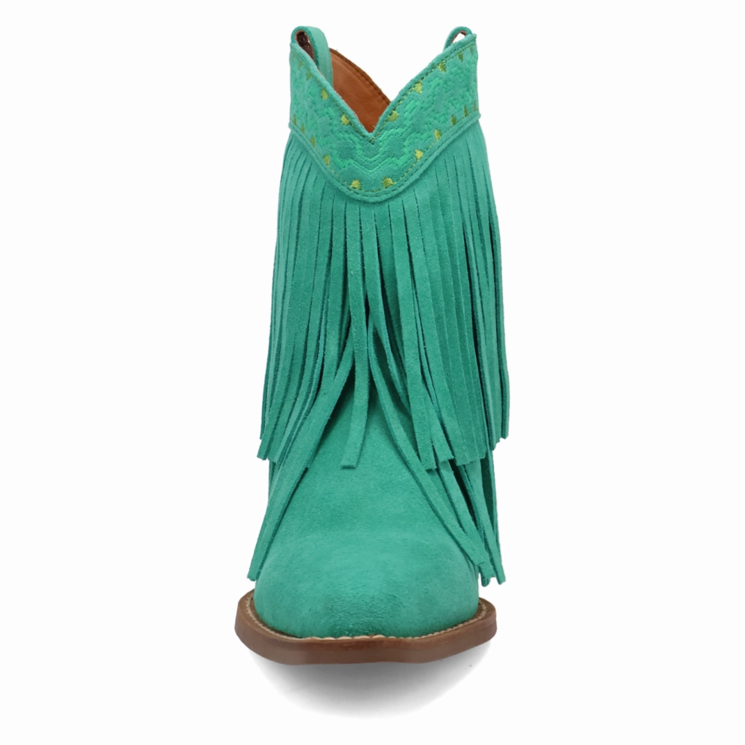 Online Exclusive | Dingo | Tapadero Suede Leather Bootie in Green ** PREORDER Suade Boots