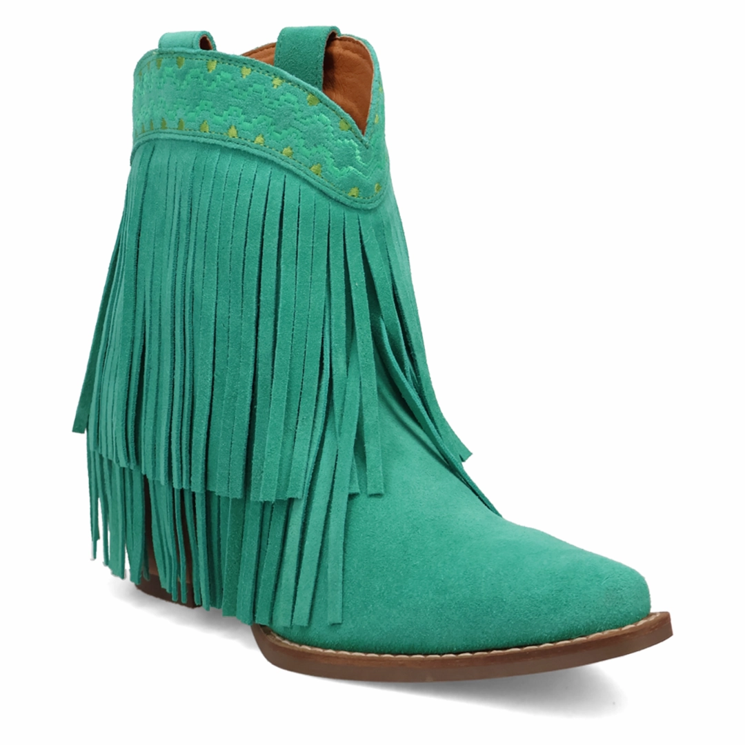 Long Cowgirl Boots Online Exclusive | Dingo | Tapadero Suede Leather Bootie in Green ** PREORDER