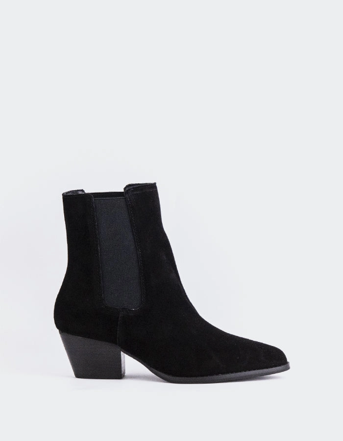Grimsby Black Suede High Boots For Wide Calf