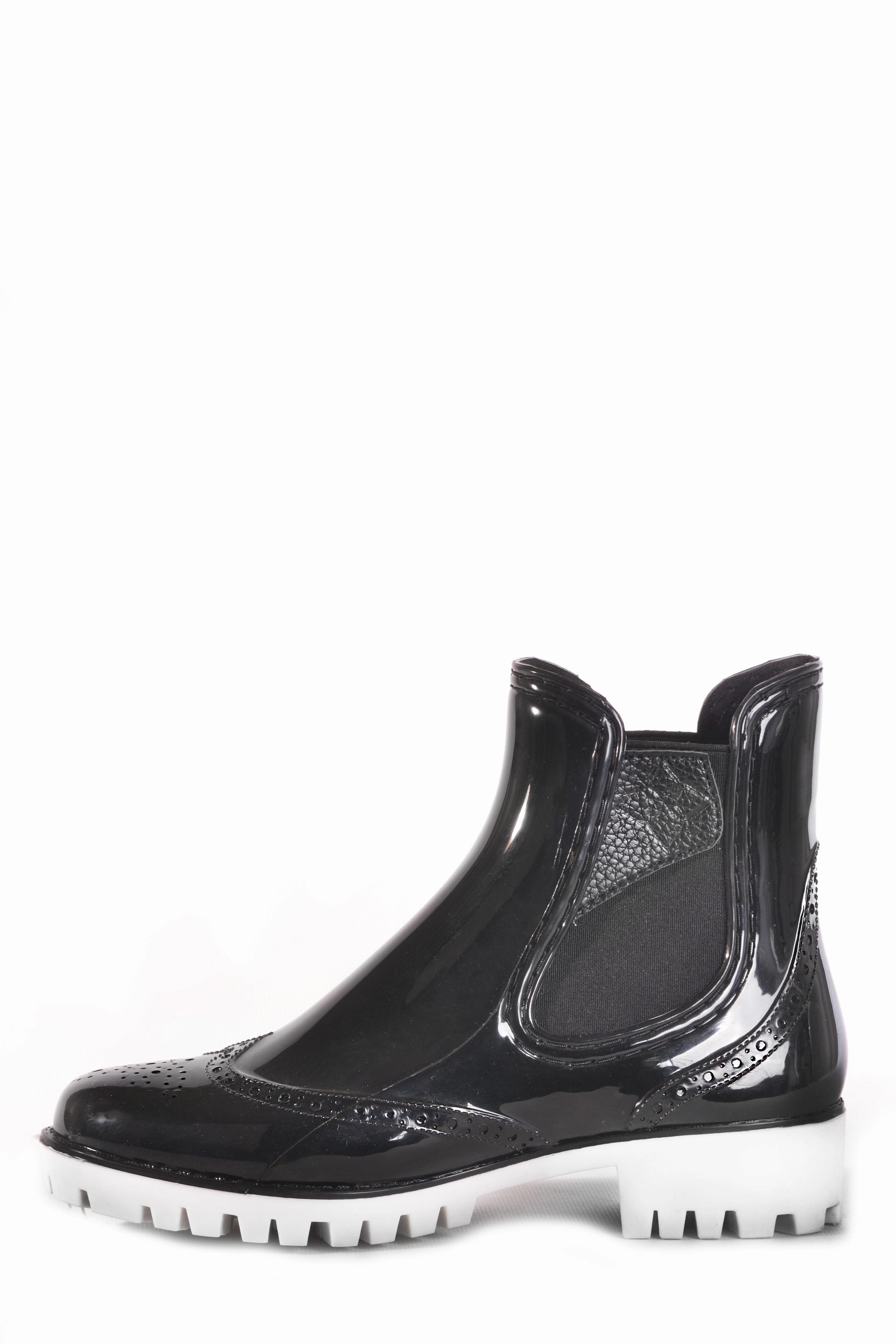 LEEDS BROGUE BLACK Over The Knee Heeled Boots