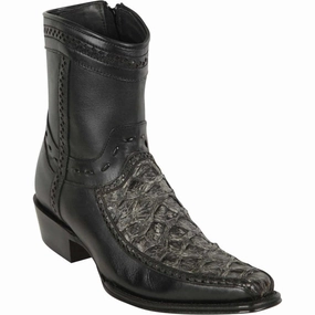 Balmoral Boots Los Altos Men's Original Monster Fish Skin European Toe Short Boots - Rustic Black
