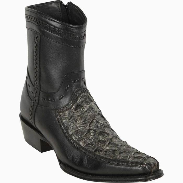 Ladies Tall Leather Boots Los Altos Men's Original Monster Fish Skin European Toe Short Boots - Rustic Black