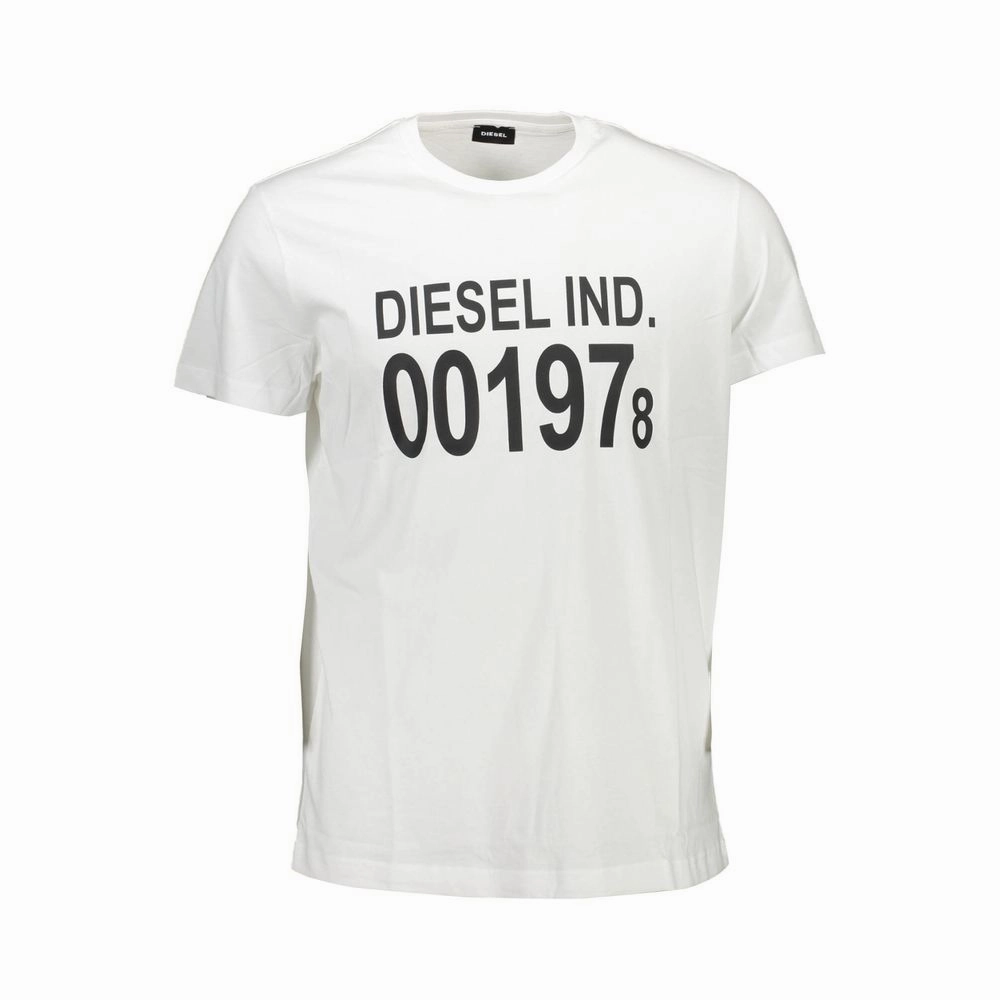 Diesel White Cotton Men T-Shirt Retro F1 T Shirts