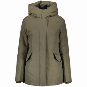 Woolrich Green Cotton Jackets & Coat Light Jackets For Dresses