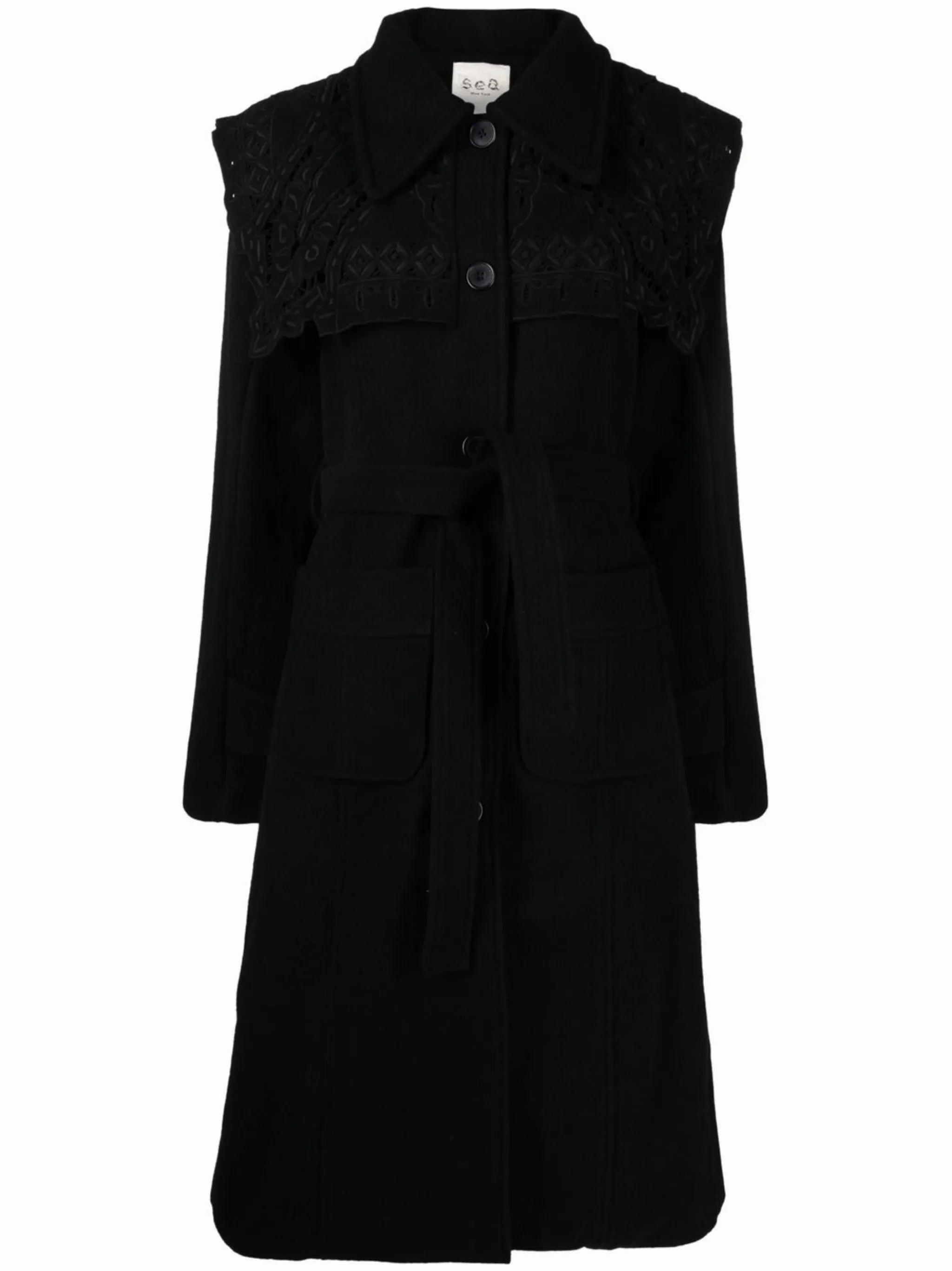 eyelet-detail single-breasted coat Snowboard Coats Clearance