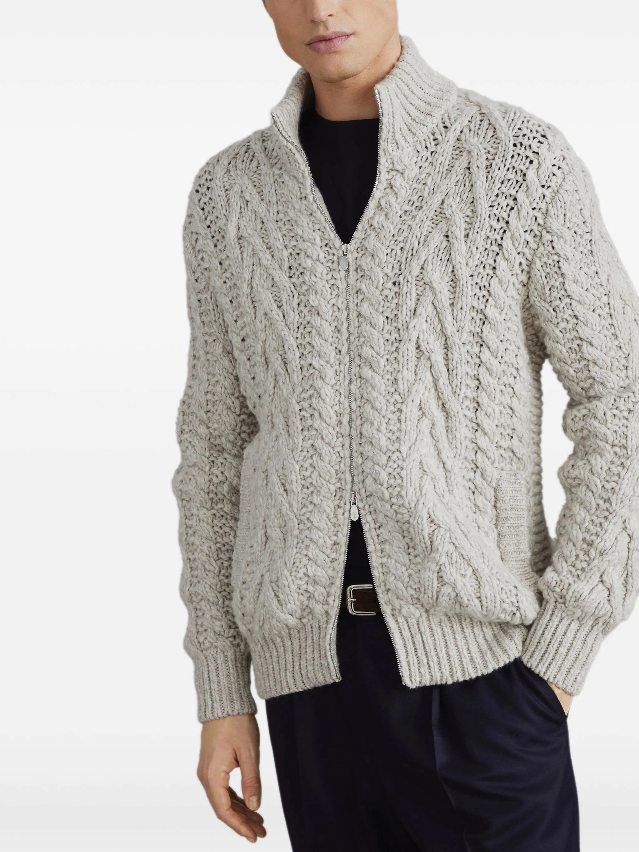 Granite Knitwear Outlet cable-knit zip-up cardigan