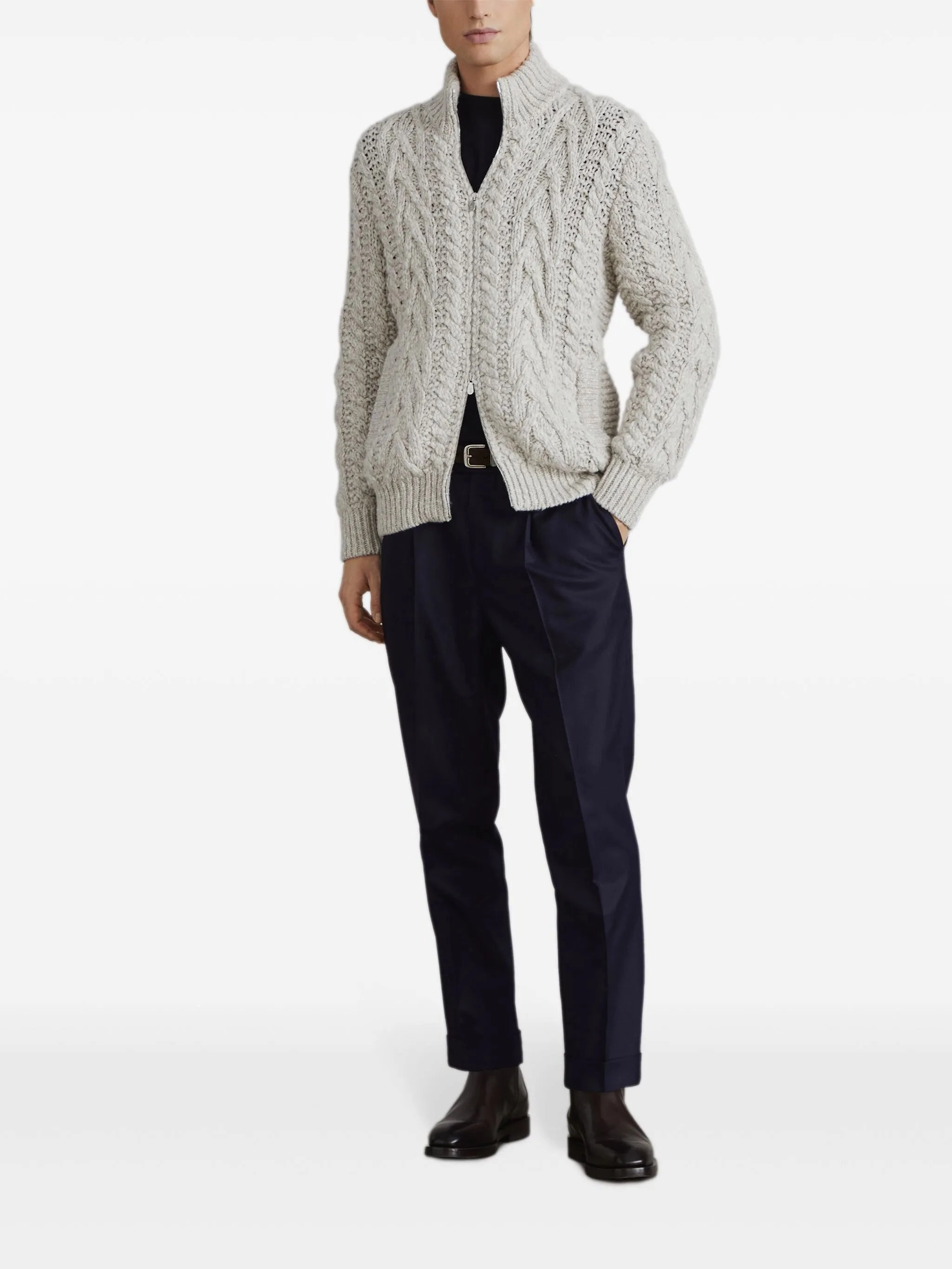 Debenhams Knitwear cable-knit zip-up cardigan