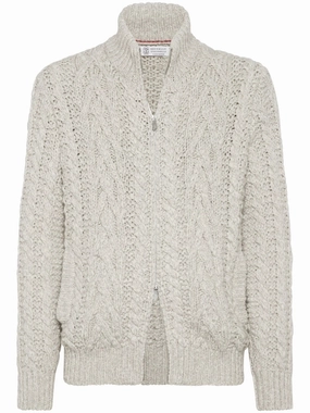 cable-knit zip-up cardigan Workwear Knitwear