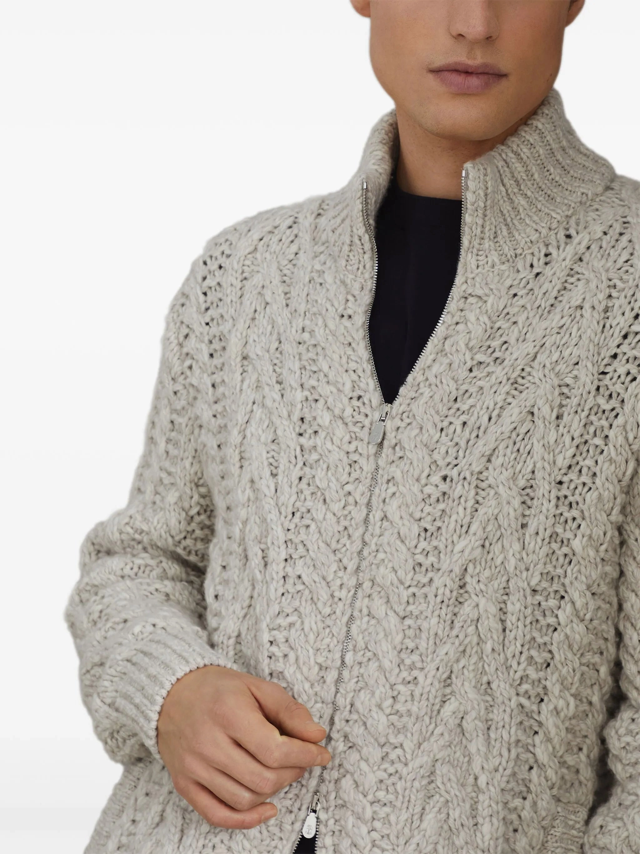 Katniss Knitwear cable-knit zip-up cardigan