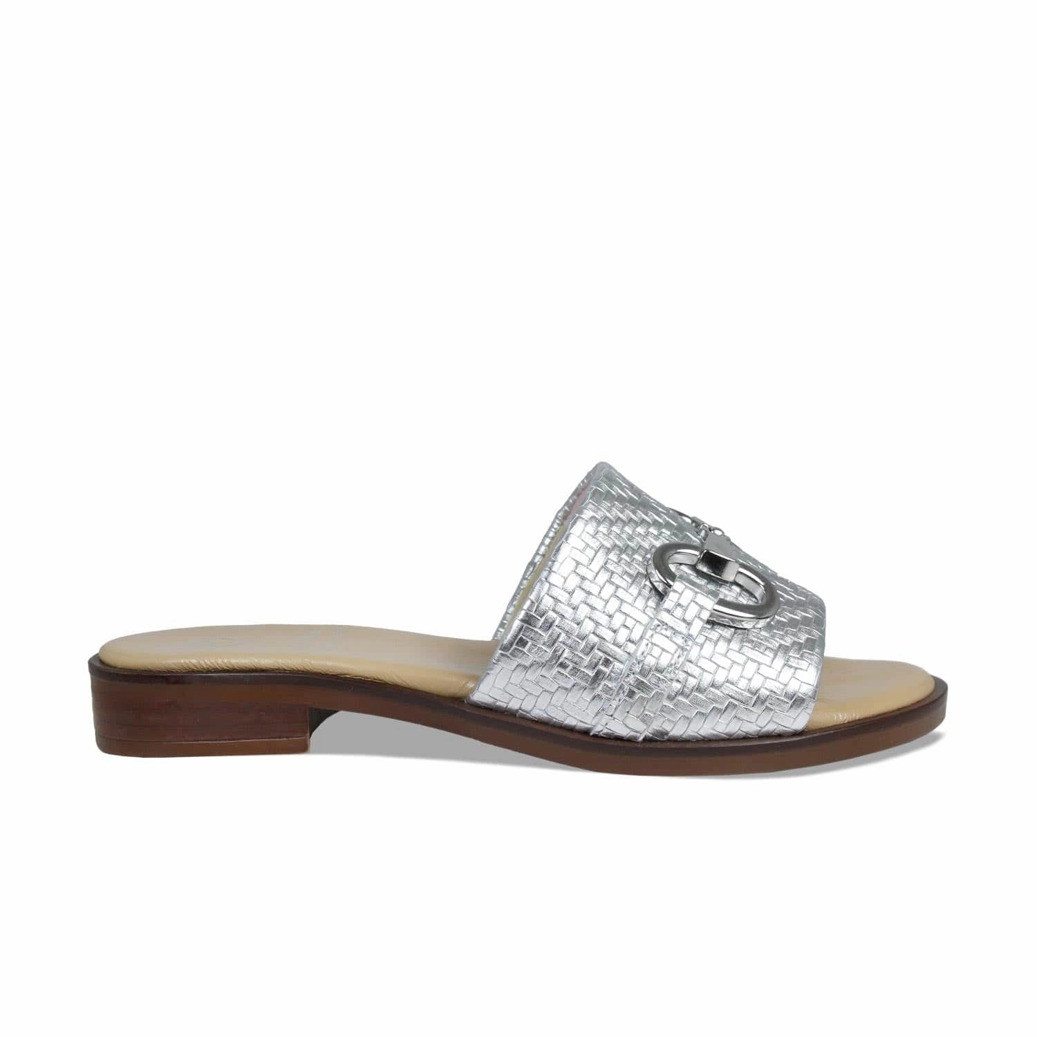 Bardot: Silver Weave Leather Foam Wedge Flip Flops