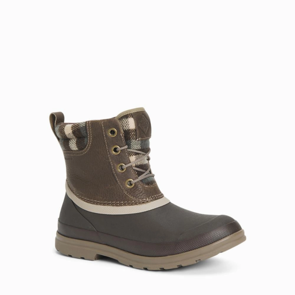Muck Footwear Women ORIGINALS LEATHER DUCK LACE WALNUT/BROWNLEATHER Waterproof Shoes Steel Toe