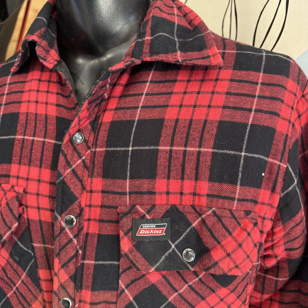 Childrens Outdoor Jackets Dickies - Men's Button Insulated Jacket - MSRP $95: Black/Red-men-MD