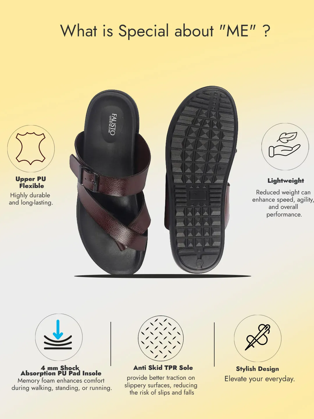 Men Brown Toe Ring Kolhapuri Adjustable Strap Slip On Outdoor Slippers|Anti Skid Sole Sandals|PU PAD Insole Sandals In Jcpenney