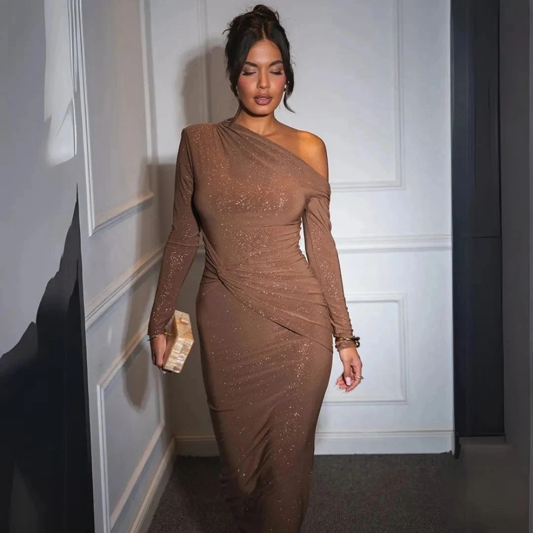 Ayla Glitter One-Shoulder Bodycon Maxi Dress Summer Maxi Dress Sewing Pattern