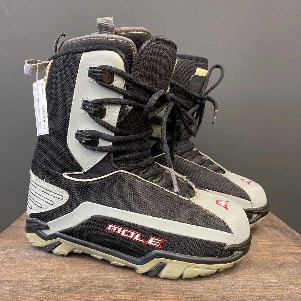 Mole - Youth Snowboard Boots Lace: Black White -children-5.5Y Ladies Non Slip Snow Boots