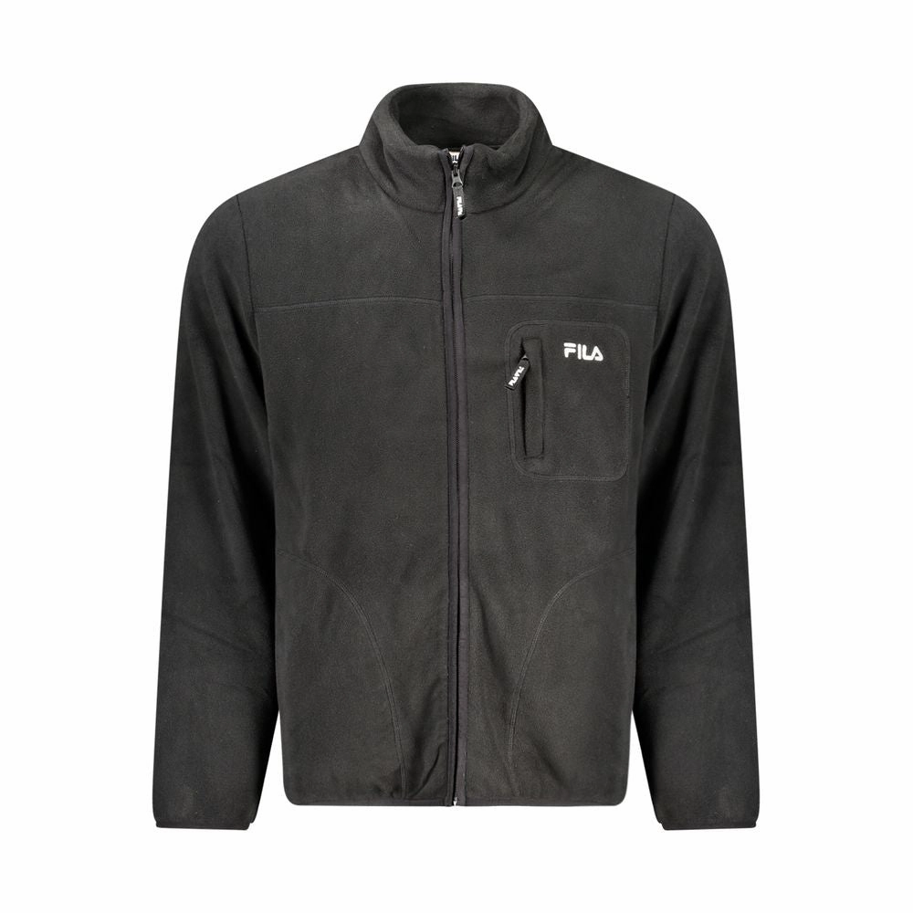 Fila Black Polyester Men Jacket Leather Racer Jackets