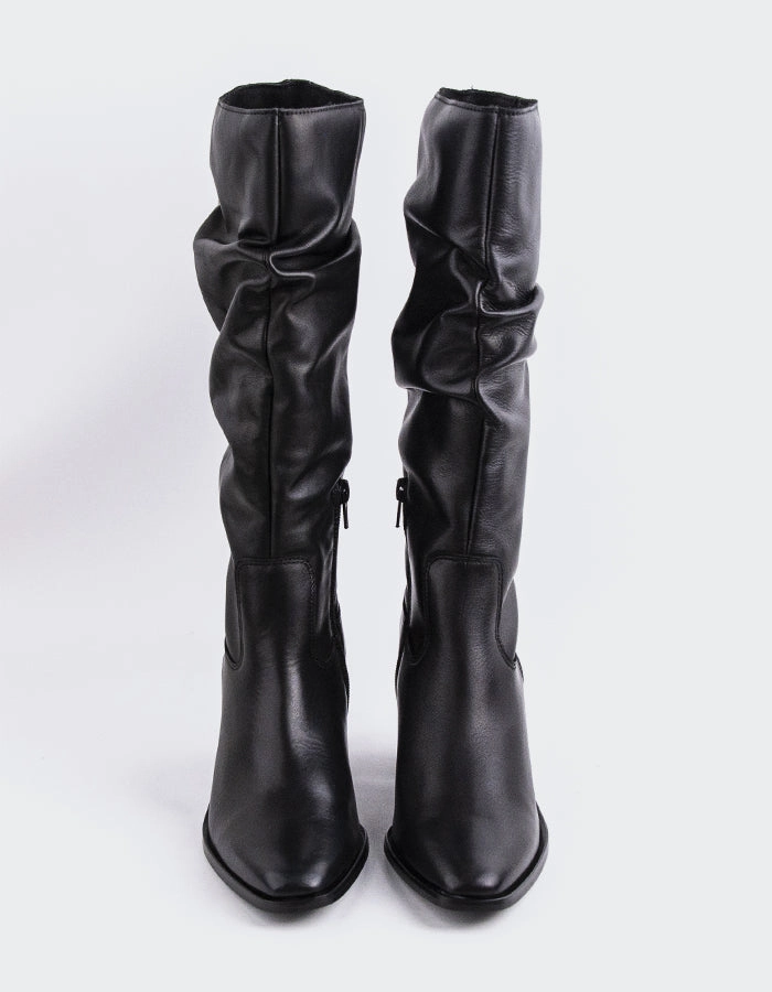 Bryanne Black Leather Low Boots