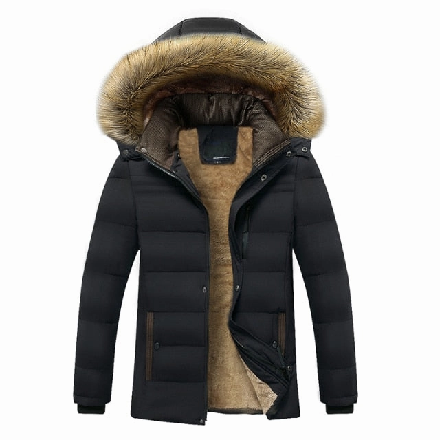 Hanging Coats 2021 Winter New Warm Thick Fleece Parkas Men Waterproof Hooded Fur Collar Parka Jacket Coat Men Autumn Fashion Casual Parkas Men