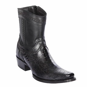 Kiltie Boots Men's Los Altos Original Ostrich Leg Skin European Toe Short BootS 76B05