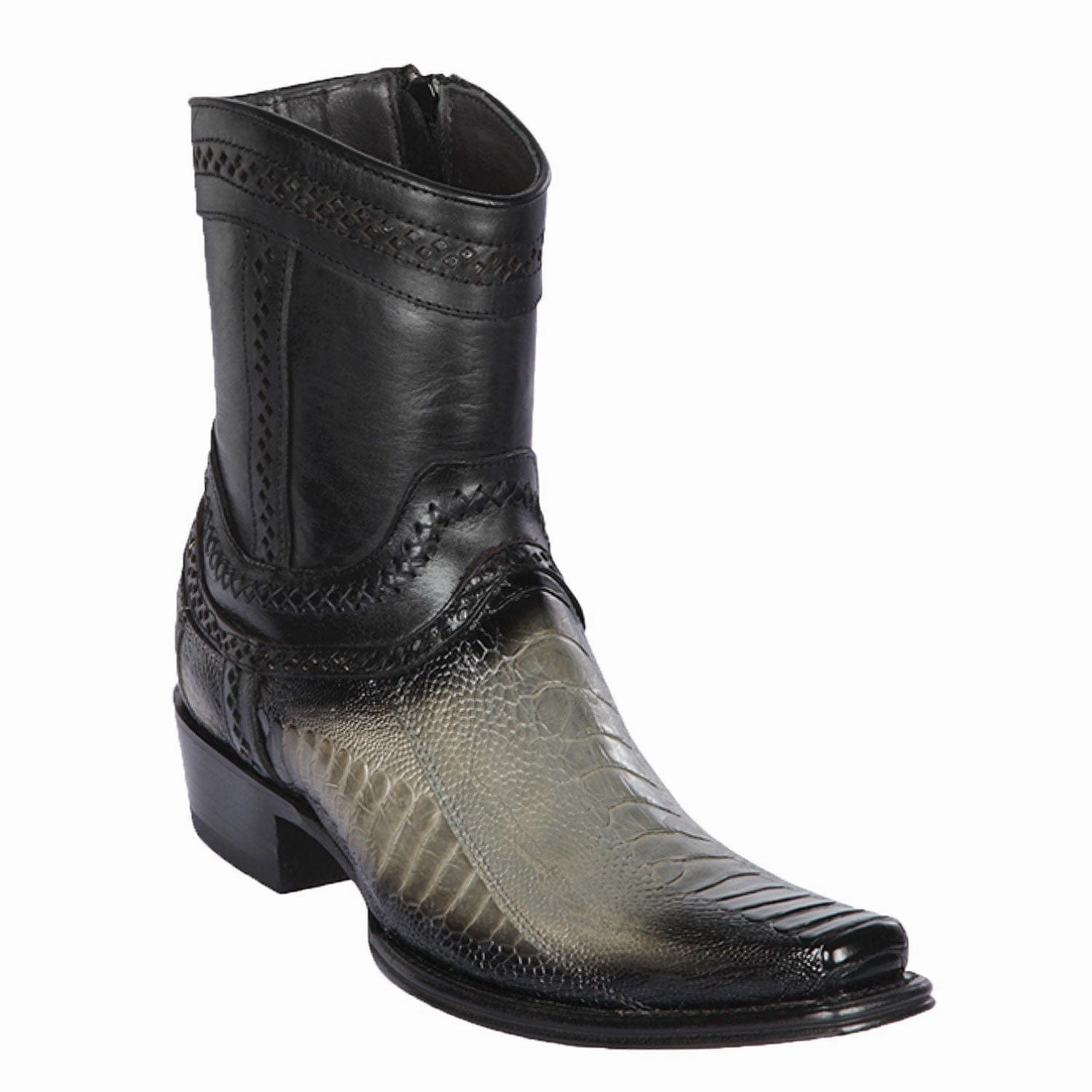 Men's Los Altos Original Ostrich Leg Skin European Toe Short BootS 76B05