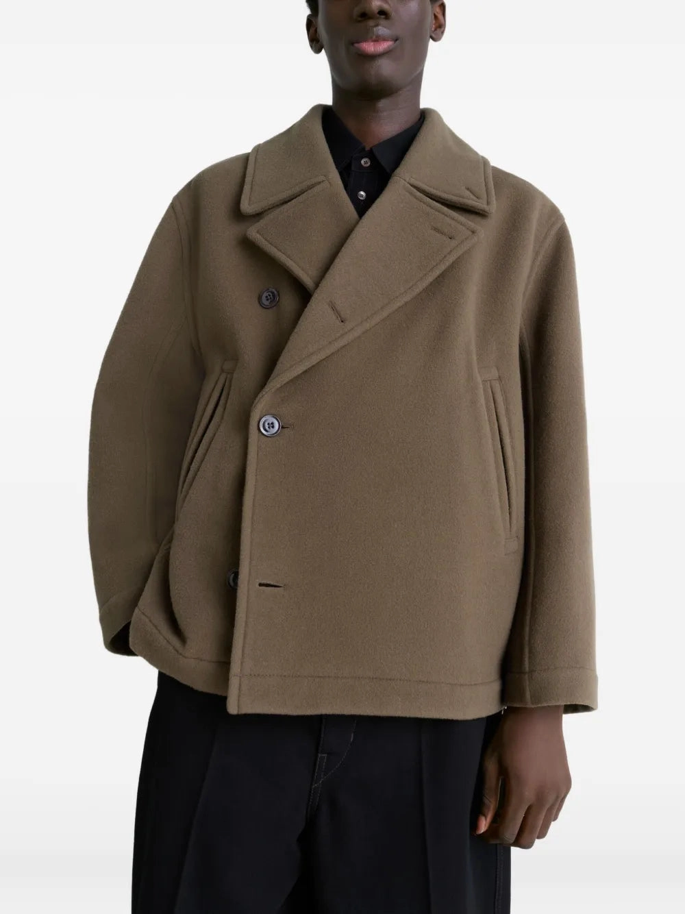 LEMAIRE - Men Boxy Peacoat Jacket Cuffed Lab Coats