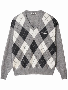argyle-intarsia cashmere jumper Nia Knitwear