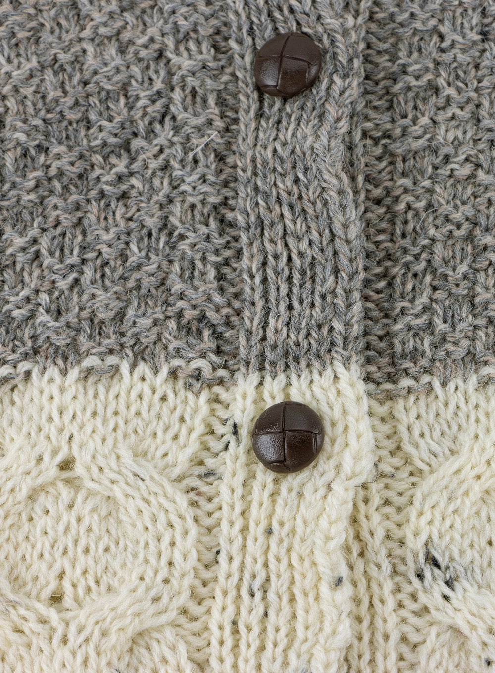 Knitwear Apparel Florence Short Two-Tone British Wool Aran Cardigan