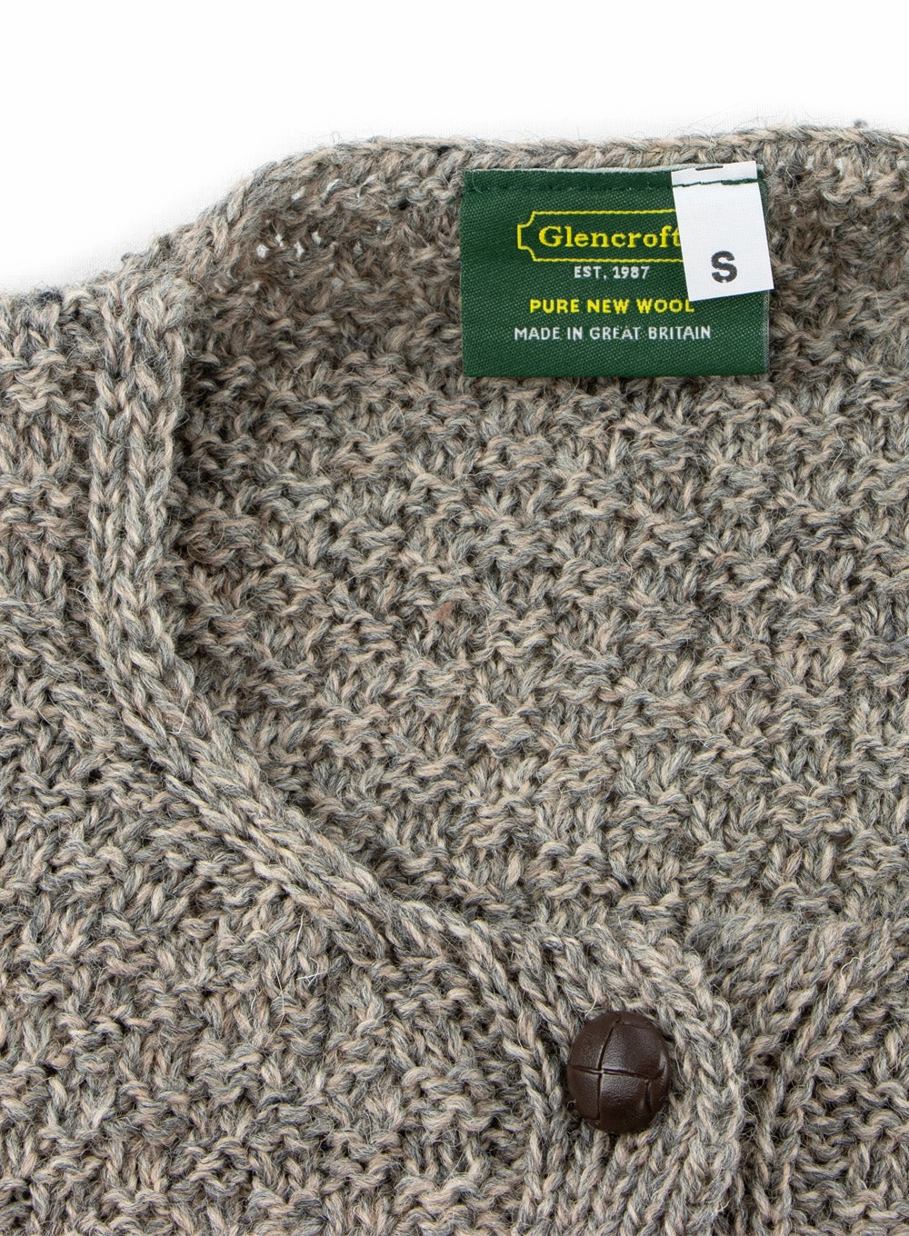 Florence Short Two-Tone British Wool Aran Cardigan Alaia Knitwear