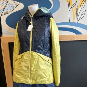 Flylow - Women' Tamara Micro Puff Jacket - MSRP compared $230: Yellow/Navy/Blue-women-SM Custom Jackets Jersey