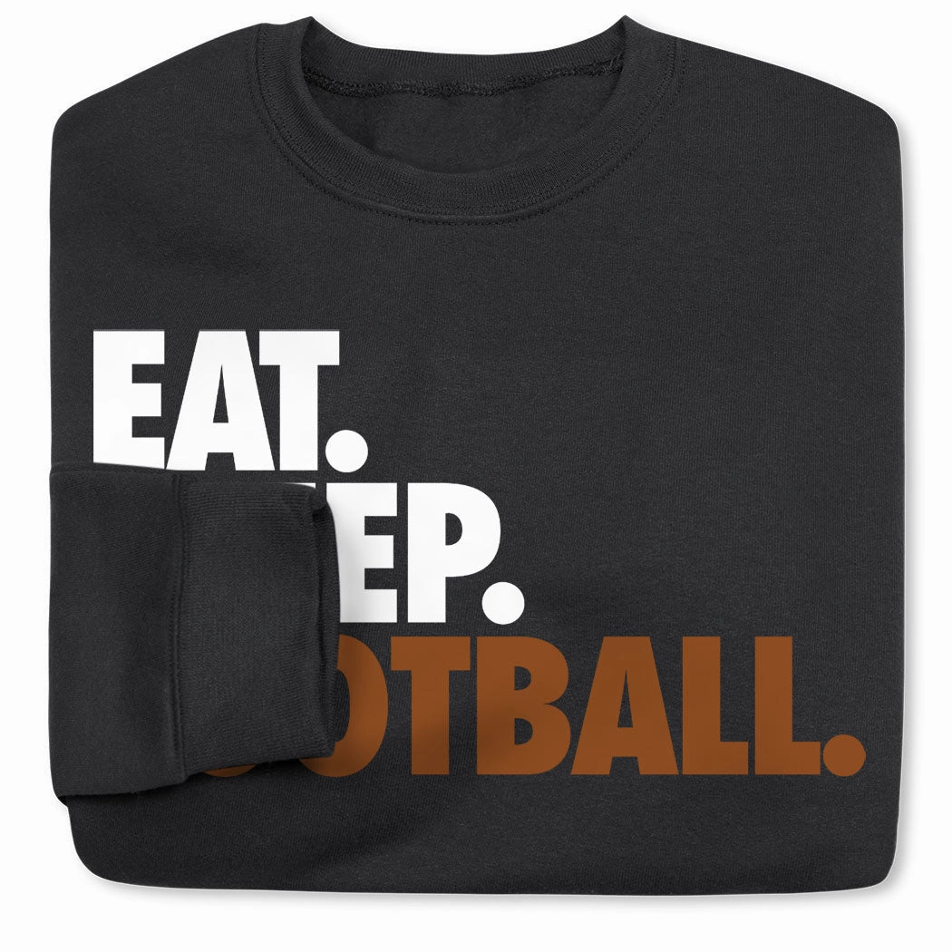 Montana State Bobcat Sweatshirts Football Crewneck Sweatshirt - Eat Sleep Football (Bold Text)